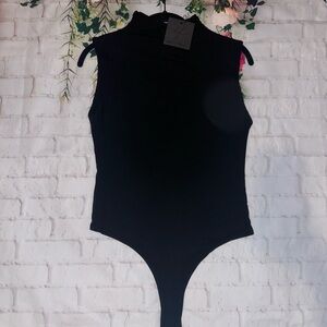 Black mock neck bodysuit